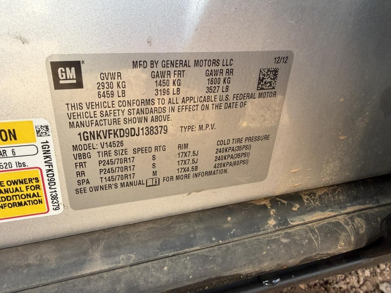 Used Engine Complete Assembly fits: 2013 Chevrolet Traverse 3.6L VIN D