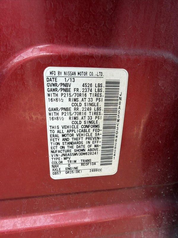 Used Air Cleaner Assembly fits: 2013 Nissan Rogue QR25DE 2.5L from 1/1