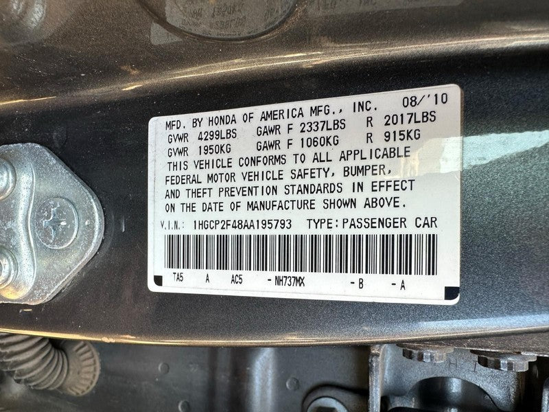 Used Automatic Transmission Assembly fits: 2010 Honda Accord AT Sdn 2.