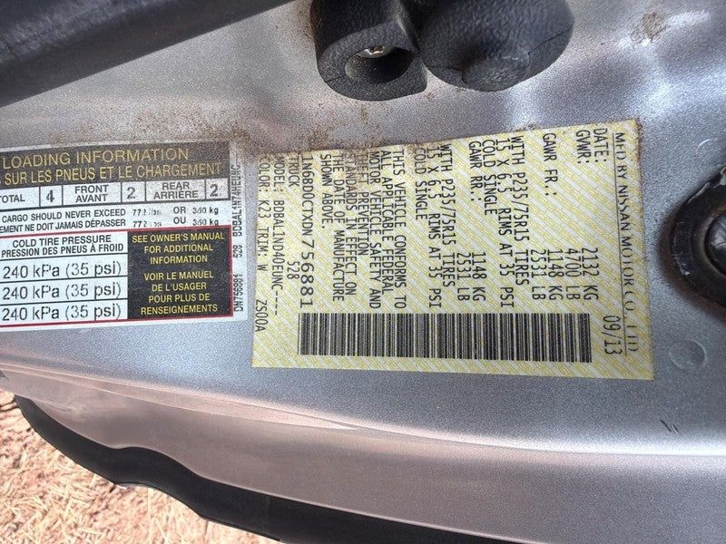 Used Front Left Seat Front fits: 2013 Nissan Frontier bucket air bag m