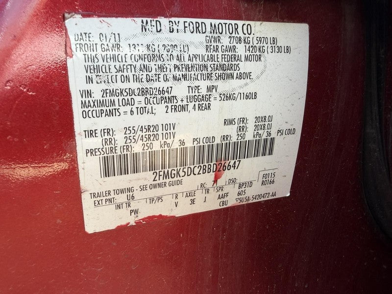 Used Right Headlight Assembly fits: 2011 Ford Flex xenon HID Right Gra