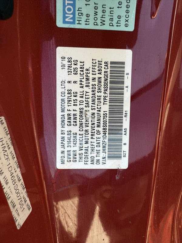 Used Engine Control Module (ECM) fits: 2011 Honda Cr-z Electronic Cont