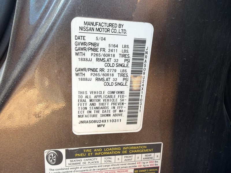 Used Front Right Seat Front fits: 2004 Infiniti FX SERIES bucket air b