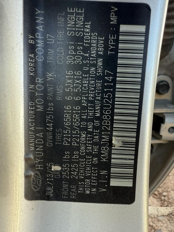 Used Automatic Transmission Assembly fits: 2006 Hyundai Tucson AT 2.0L