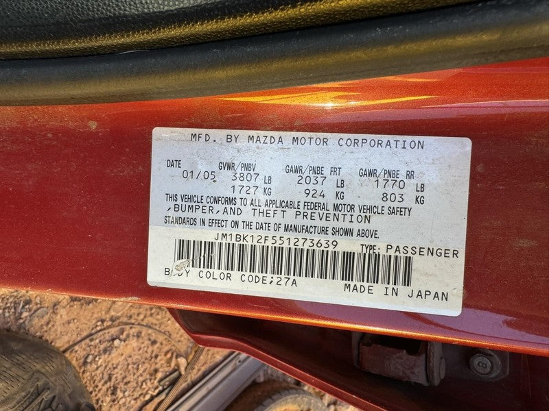 Used Engine Complete Assembly fits: 2005 Mazda 3 2.0L VIN F 8th digit 
