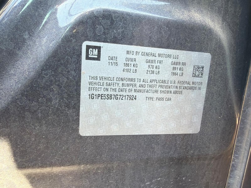 Used Front Right Seat Front fits: 2016 Chevrolet Cruze cloth manual Fr