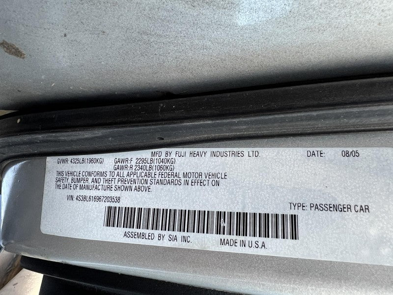 Used Left Headlight Assembly fits: 2006 Subaru Legacy Left Grade A