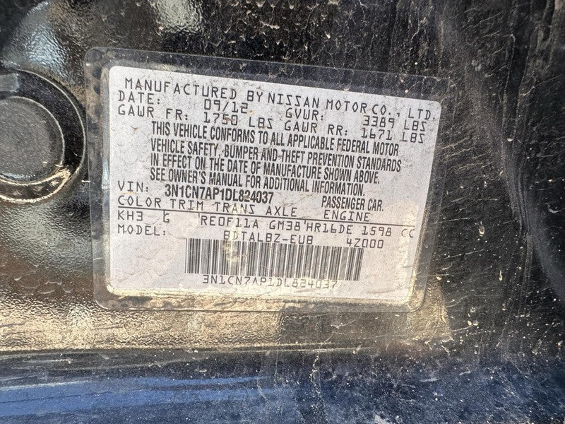 Used Engine Complete Assembly fits: 2013 Nissan Versa 1.6L VIN C 4th d