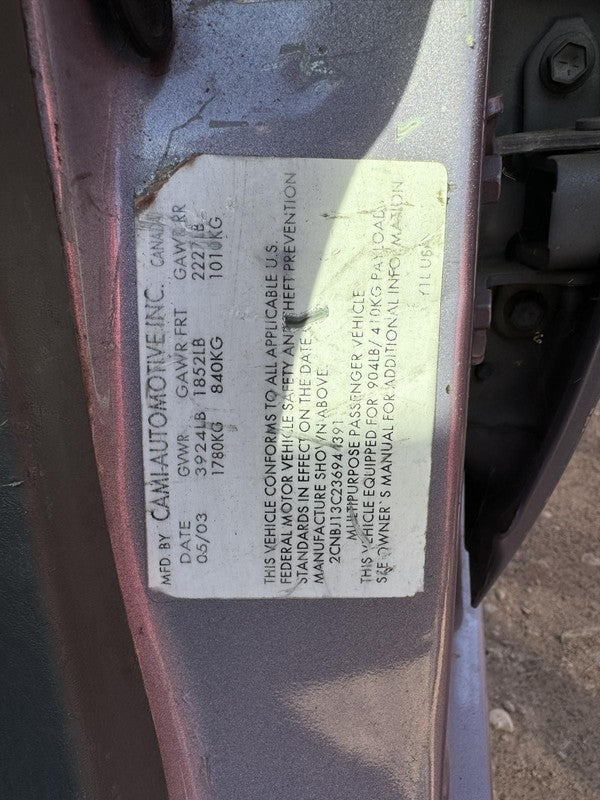 Used Engine Control Module (ECM) fits: 2003 Chevrolet Tracker Electron