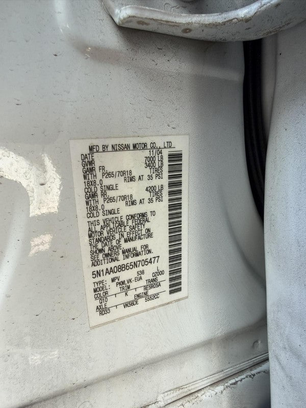 Used Front Right Seat Front fits: 2005 Nissan Armada bucket w/air bag 