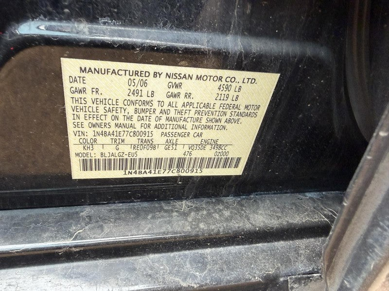 Used Engine Complete Assembly fits: 2007 Nissan Maxima 3.5L VIN B 4th 