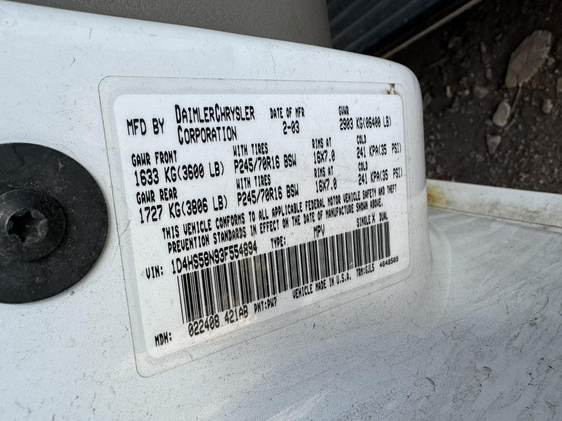 Used Automatic Transmission Assembly fits: 2003 Dodge Durango AT 4x4 4