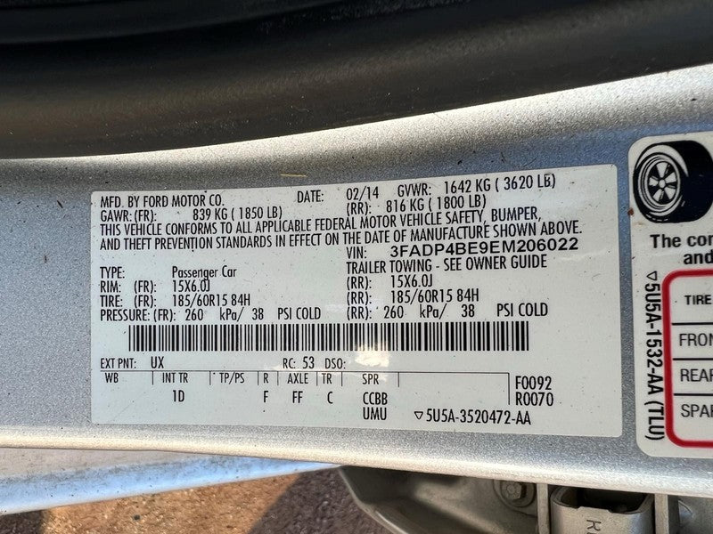 Used Manual Transmission Assembly fits: 2014 Ford Fiesta MT 5 speed 1.