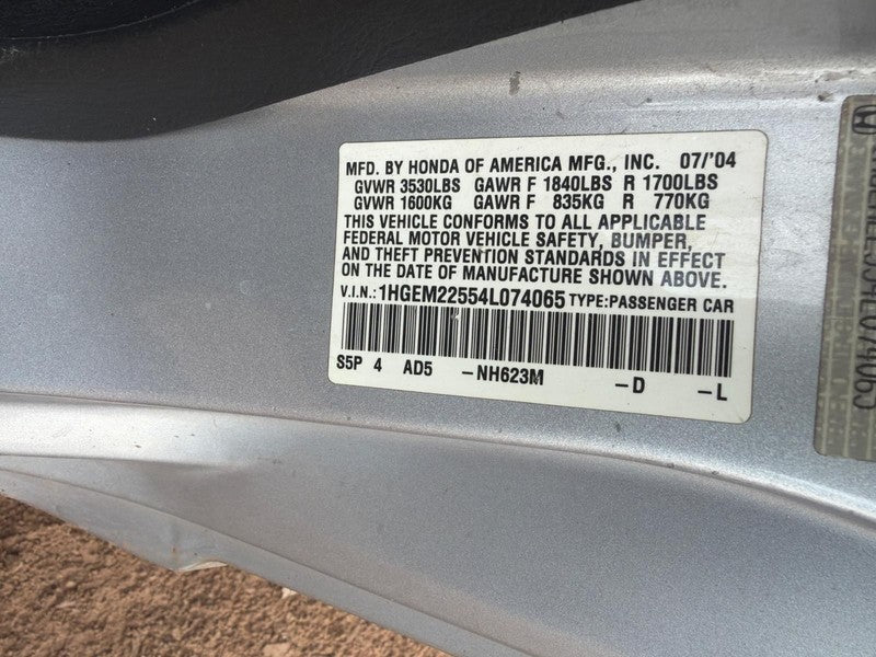 Used Front Right Seat Front fits: 2004 Honda Civic Cpe 2 Dr bucket w/o