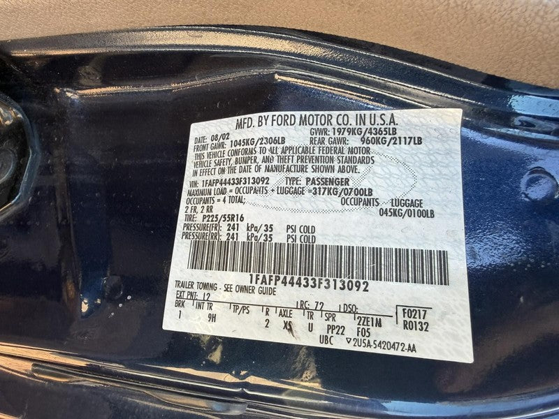Used Automatic Transmission Assembly fits: 2003 Ford Mustang AT 6 cyli