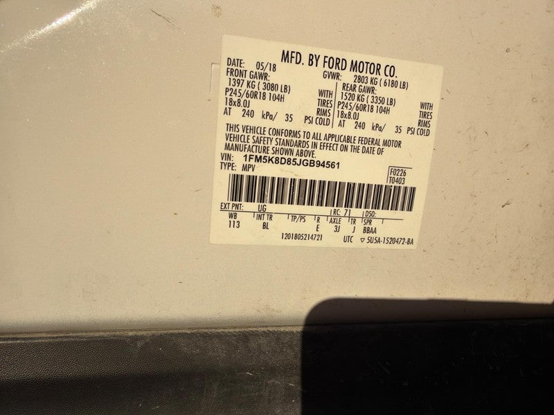 2018 Ford Explorer Seat Rear