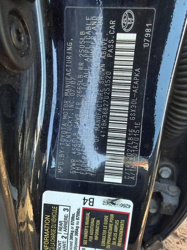 Used Alternator fits: 2007 Toyota Avalon 130 amp Grade C
