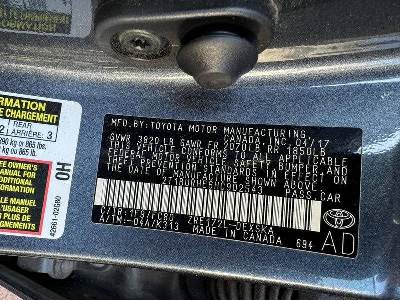 Used Engine Complete Assembly fits: 2017 Toyota Corolla Sdn 1.8L VIN U
