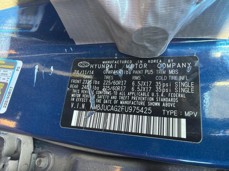 Used Front Left Seat Front fits: 2015 Hyundai Tucson bucket air bag cl