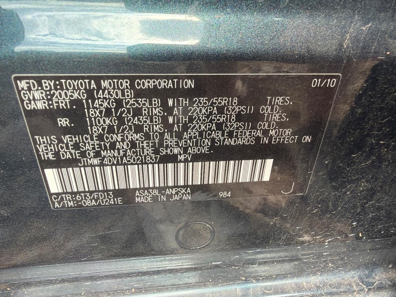 Used Front Right Seat Front fits: 2010 Toyota Rav4 bucket air bag clot