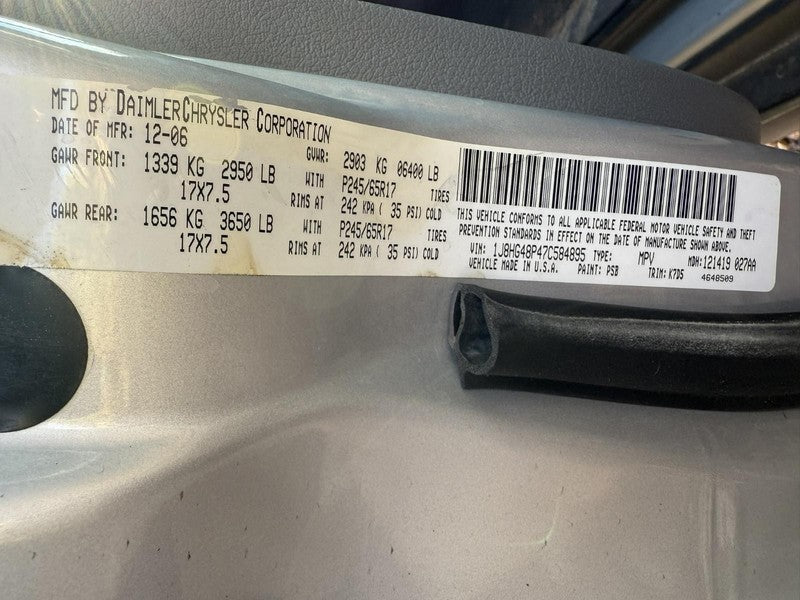 Used Front Left Seat Front fits: 2007 Jeep Commander without air bag b