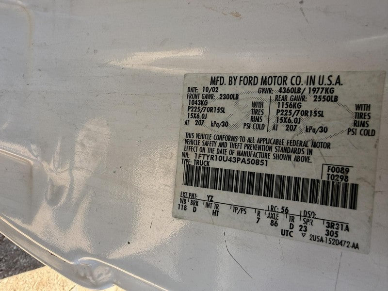 Used Front Right Door Assembly Front fits: 2003 Ford Ranger manual Fro