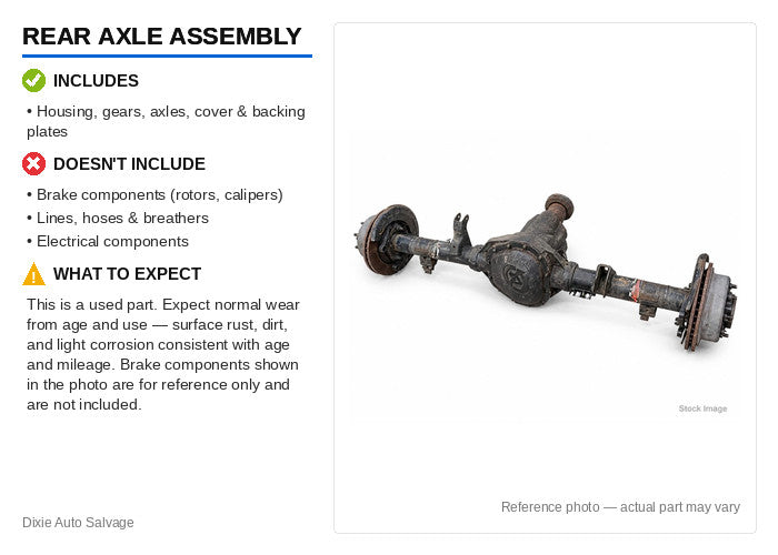 Used Rear Axle Assembly Rear fits: 1997 Geo Tracker w/o ABS 2 Dr MT 5.