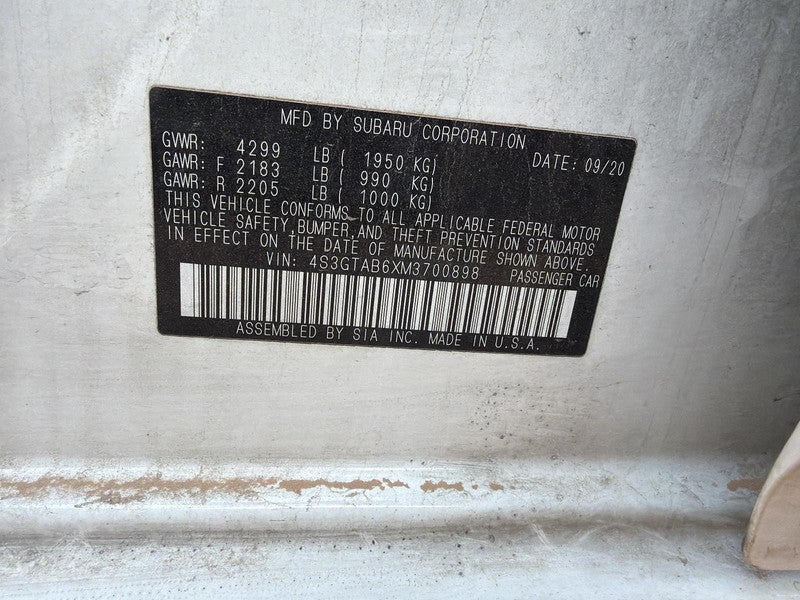 Used Front Right Seat Front fits: 2021 Subaru Impreza air bag cloth ma
