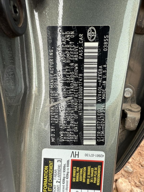 Used Automatic Transmission Assembly fits: 2013 Toyota Avalon AT 2.5L 