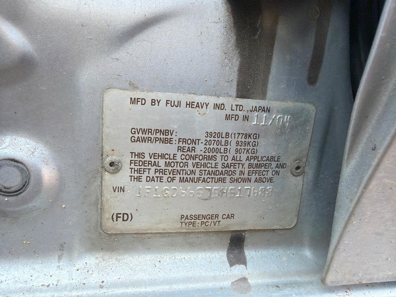 Used Front Right Seat Front fits: 2005 Subaru Impreza bucket air bag c