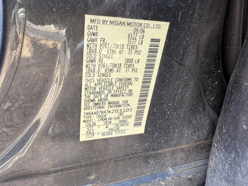 Used Alternator fits: 2007 Nissan Titan from 1/07 Grade A