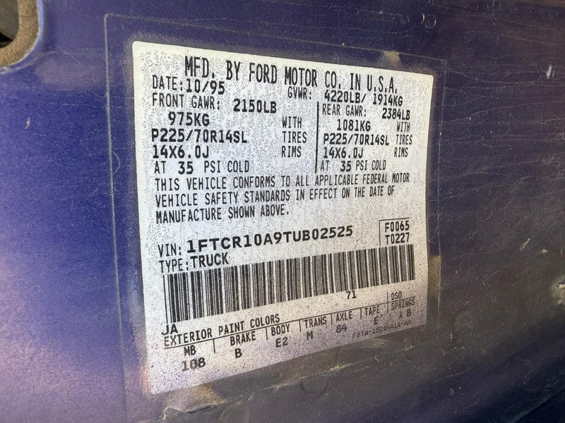 Used Manual Transmission Assembly fits: 1996 Ford Ranger MT 4x2 4 cyli