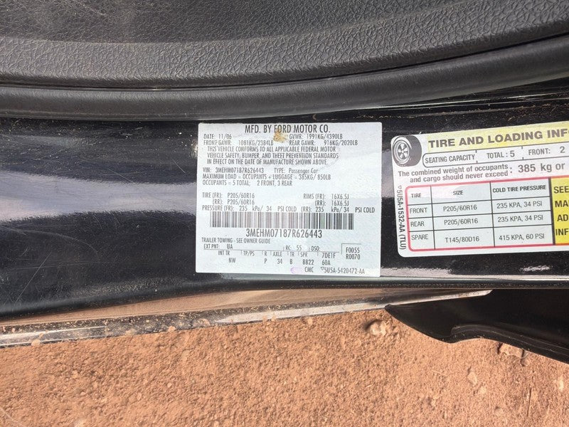 Used Front Right Seat Front fits: 2007 Mercury Milan bucket w/air bag 