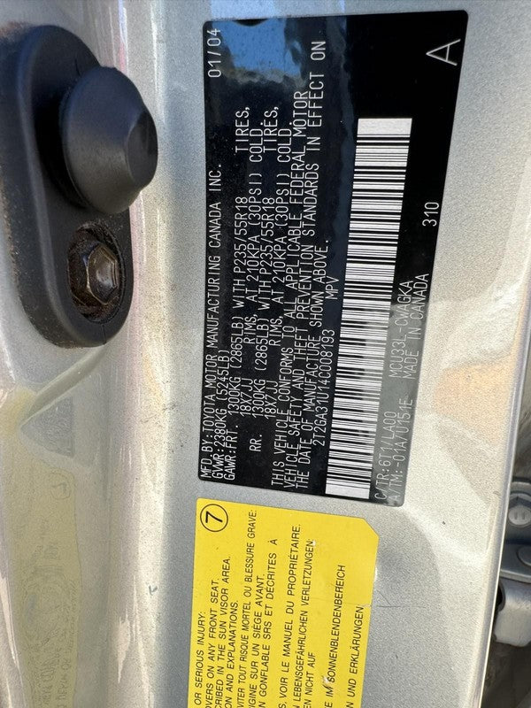 Used Engine Complete Assembly fits: 2004 Lexus RX330 3.3L VIN A 5th di