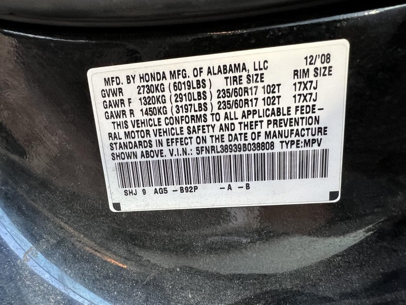 Used Left Tail Light Assembly fits: 2009 Honda Odyssey quarter panel m