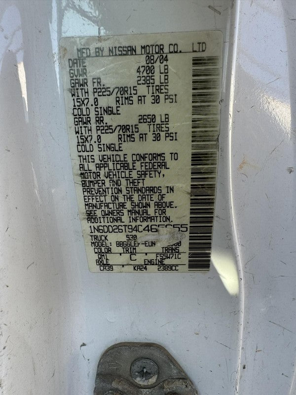 Used Manual Transmission Assembly fits: 2004 Nissan Frontier MT 4 cyli