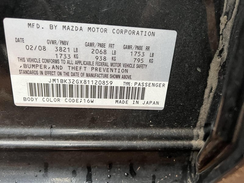 Used Left Tail Light Assembly fits: 2008 Mazda 3 Sdn quarter panel mou