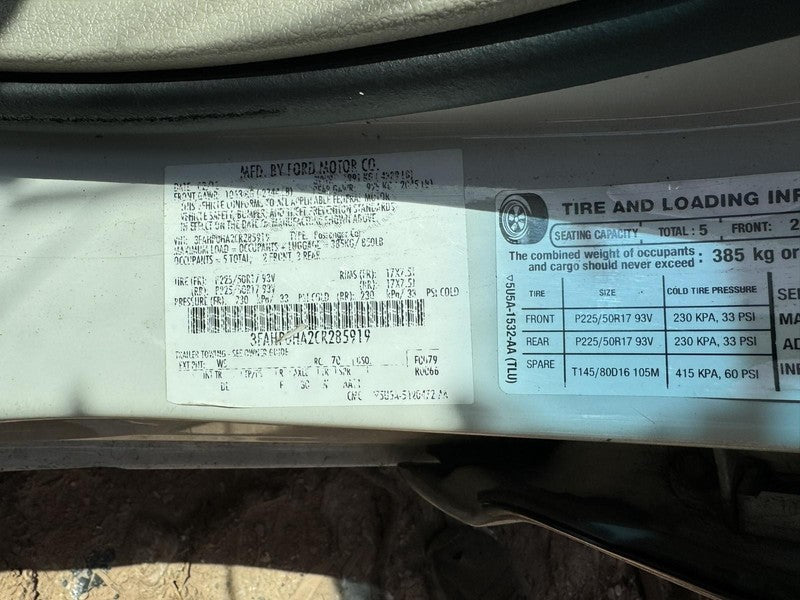 Used Automatic Transmission Assembly fits: 2012 Ford Fusion AT 2.5L VI