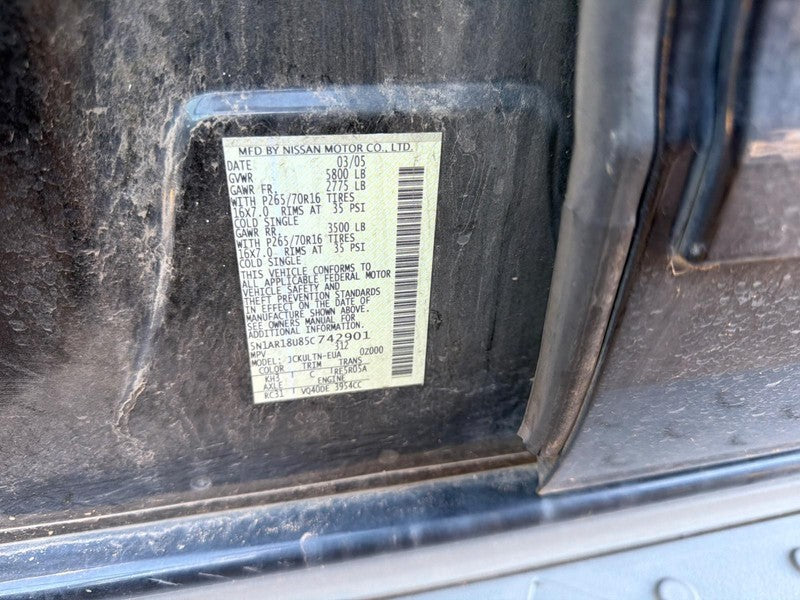 Used Front Left Seat Front fits: 2005 Nissan Pathfinder bucket w/air b