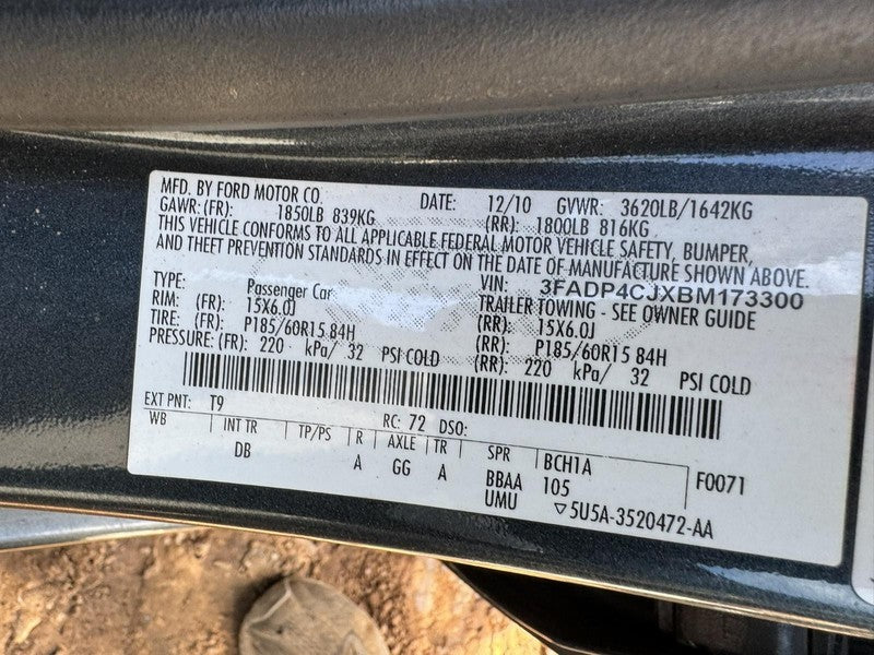 Used Engine Complete Assembly fits: 2011 Ford Fiesta 1.6L VIN J 8th di
